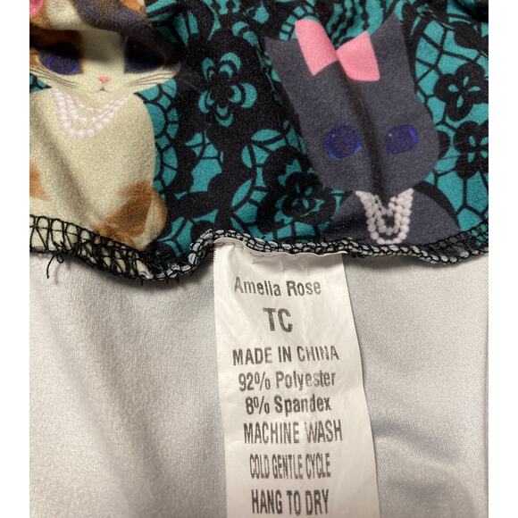Womens Amelia Rose Leggings Cat Feline Design Multicolor Size TC 16-22/24 EUC - Picture 5 of 5